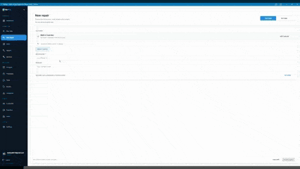 Quick repair intake flow showing a fast check-in path with only the essential details needed to create the ticket.